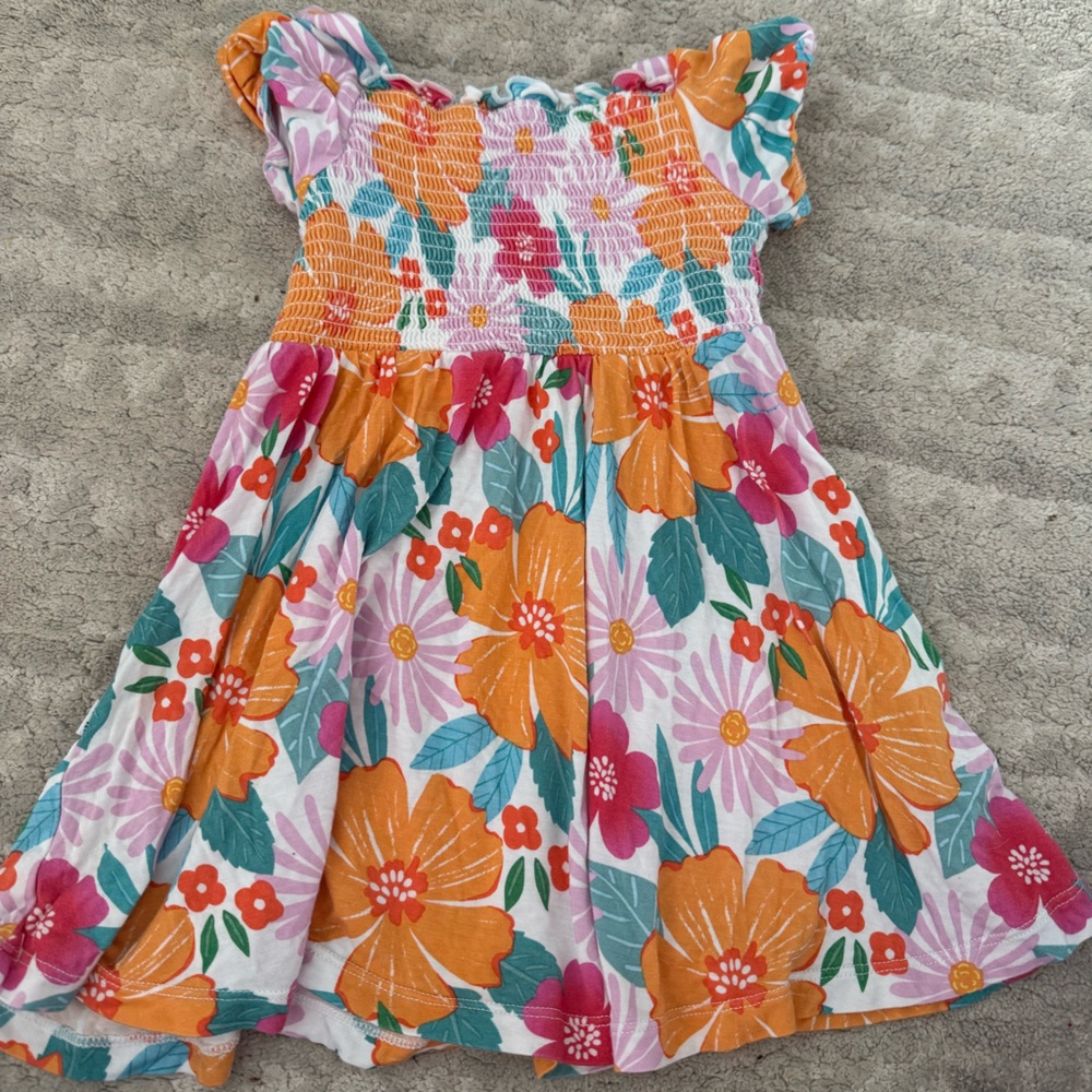 Little Sleepies Hawaiian Hibiscus Flower Dress with Bloomers 12-18 months